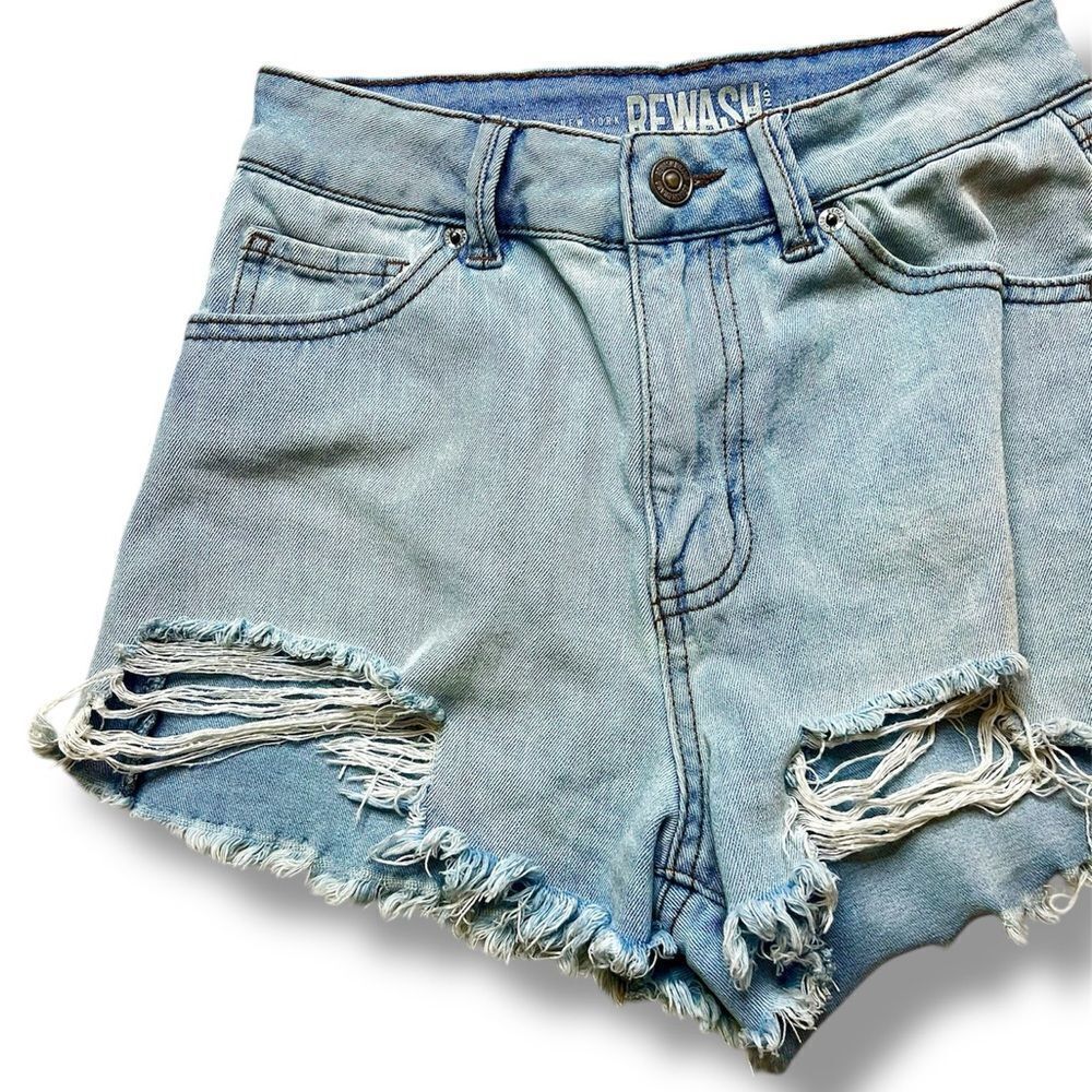 Rewash Light Blue Distressed High Waist Denim Shorts Size 25